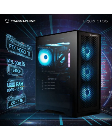 Компьютер FragMachine Liquid  5106 (i5-12400F, DDR5 16GB, SSD 1Tb, RTX 4060Ti, noOS) 