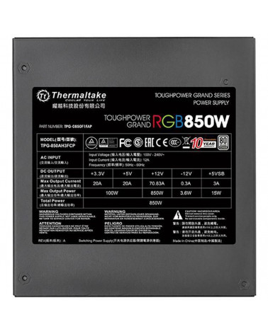 Блок питания Thermaltake Toughpower PF1 ARGB 850 TPD-850AH3FCP-A 850W,80 Plus Platinum, полностью модульный