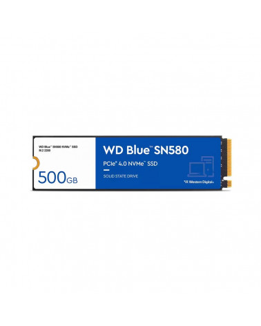 Твердотельный накопитель SSD Western Digital M.2 2280 500GB Blue SN580 WDS500G3B0E PCIe Gen4x4 with NVMe, 3D TLC NAND 