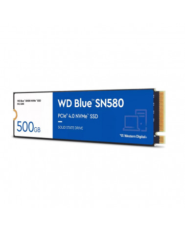 Твердотельный накопитель SSD Western Digital M.2 2280 500GB Blue SN580 WDS500G3B0E PCIe Gen4x4 with NVMe, 3D TLC NAND 