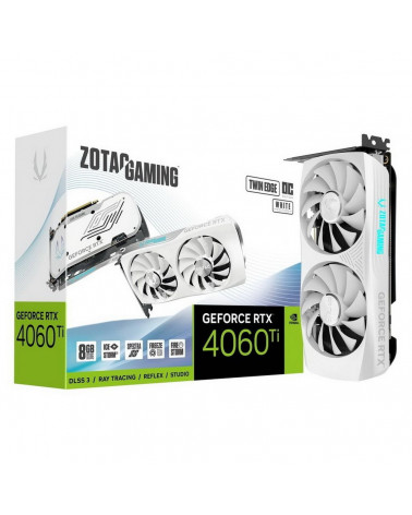 Видеокарта Zotac RTX4060Ti 8GB TWIN EDGE OC WHITE ED GDDR6 128bit 3xDP HDMI 2FAN Medium Pack 