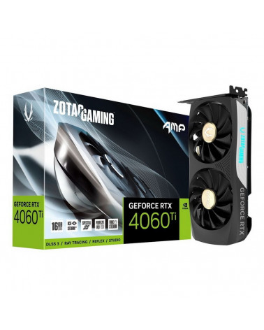 Видеокарта Zotac RTX4060Ti 16GB AMP GDDR6 128bit 3xDP HDMI 2FAN Medium Pack 