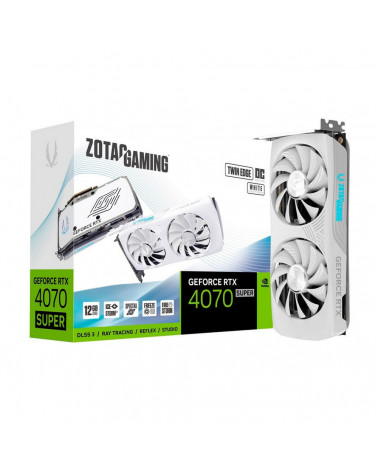 Видеокарта Zotac RTX4070 SUPER ТWIN EDGE ОС WHITE ED 12GB GDDR6X 192bit 3xDP HDMI 2FAN Medium Pack 