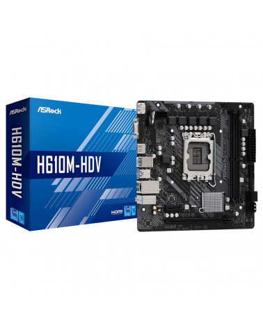 Материнская плата ASRock H610M-HDV, Socket 1700, Intel®H610, 2xDDR4-3200, D-SUB+HDMI+DP, 1xPCI-Ex16, 1xPCI-Ex1, 4xSATA3, 8 Ch Au