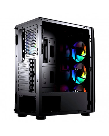 Корпус Cougar MX410 Mesh-G RGB, 4x 120mm ARGB fan + HUB, без БП, боковое окно, чёрный, ATX 