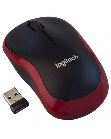 Мышь беспроводная Logitech M185 Red красная, оптическая, 1000dpi, 2.4GHz, USB-ресивер Logitech Unifying® 