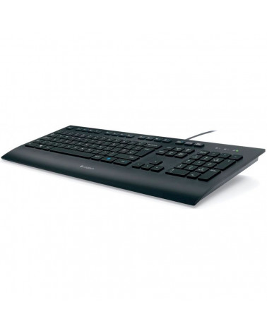 Клавиатура Logitech K280E |920-005215| черная, низкопрофильная, 103 клавиши, подставка под запястья, защита от воды, USB 1,8м, (