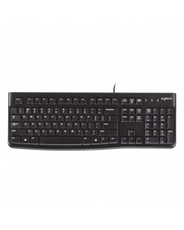 Клавиатура Logitech K120 черная, офисная, 104 клавиши, защита от воды |920-002583| USB 1.5м, RTL