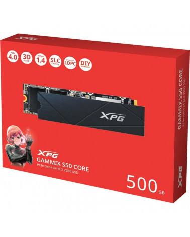 Твердотельный накопитель SSD ADATA M.2 2280 500GB XPG GAMMIX S50 Core PCIe Gen4x4 with NVMe 3500/2200, MTBF 1.5M, 3D ТLC NAND, 3