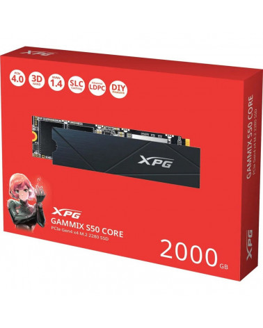 Твердотельный накопитель SSD ADATA M.2 2280 2TB XPG GAMMIX S50 Core PCIe Gen4x4 with NVMe 3500/2800, MTBF 1.5M, 3D ТLC NAND, 120