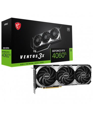 Видеокарта MSI RTX4060Ti VENTUS 3X E1 OC 8GB GDDR6 128bit 3xDP HDMI 3FAN RTL 