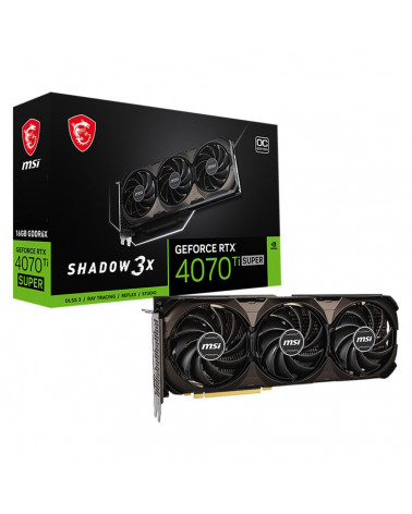 Видеокарта MSI RTX4070Ti SUPER SHADOW 3X OC 16GB GDDR6X 256bit 3xDP HDMI 3FAN RTL 