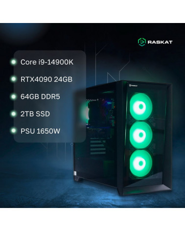 Компьютер Raskat STRIKE 920 (Intel Core i9-14900K, Intel Z790, RAM 64GB, SSD 2TB, NVIDIA RTX 4090 24GB, 1650W, noOS) 