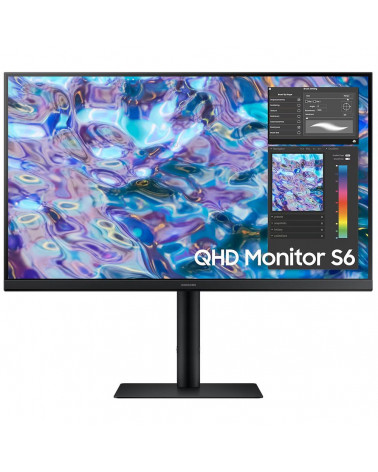 Монитор Samsung 27" S27B610EQI ViewFinity S6 Black (IPS, 2560x1440, HDMI+HDMI+DP, 5 ms, 178°/178°, 300 cd/m, 1000:1, 75Hz, Pivot