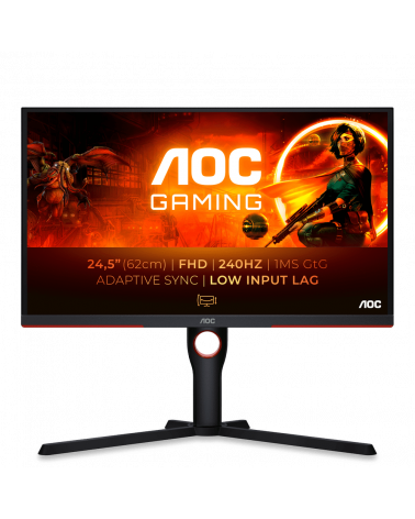 Монитор AOC 24.5" AGON 25G3ZM Black-Red (VA, 1920x1080, HDMI+HDMI+DP, 0.5 ms, 178°/178°, 300 cd/m, 3000:1, 240Hz, Pivot) 