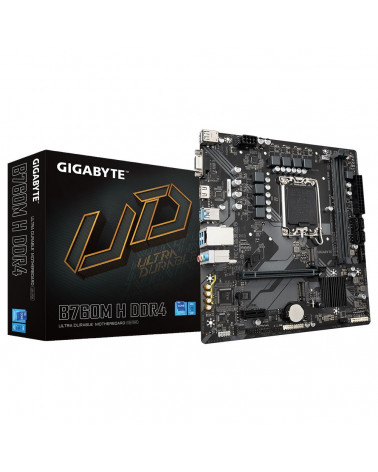 Материнская плата Gigabyte B760M H DDR4, Socket 1700, Intel®B760, 2xDDR4-3200, D-SUB+HDMI, 1xPCI-Ex16, 1xPCI-Ex1, 4xSATA3(RAID 0