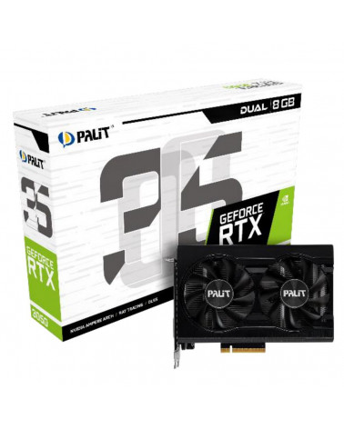 Видеокарта Palit RTX3050 DUAL 8GB |NE63050018P1-1070D| GDDR6 128bit DVI HDMI DP (243703) 