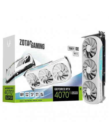 Видеокарта Zotac RTX4070Ti SUPER TRINITY OC WHITE ED 16GB GDDR6X 256bit 3xDP HDMI 3FAN Premium Pack 