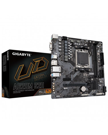 Материнская плата Gigabyte A620M S2H, Socket AM5, AMD A620, 2xDDR5-5200, D-SUB+HDMI+DP, 1xPCI-Ex16, 1xPCI-Ex1, 4xSATA3(RAID 0/1/