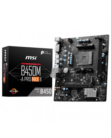 Материнская плата MSI B450M-A PRO MAX II AM4 2DDR4 1PCI-Ex16 1M.2 4SATA3 6USB3.2 Gen1 6USB2.0 HD Audio 4xSATA3(RAID 0/1/10), 1xM