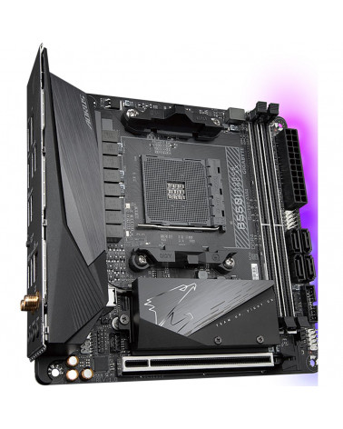 Материнская плата Gigabyte B550I AORUS PRO AX, Socket AM4, AMD B550, 2xDDR4-3200, HDMI+HDMI+DP, 1xPCI-Ex16, 4xSATA3(RAID 0,1,10)