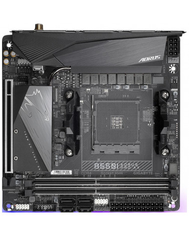 Материнская плата Gigabyte B550I AORUS PRO AX, Socket AM4, AMD B550, 2xDDR4-3200, HDMI+HDMI+DP, 1xPCI-Ex16, 4xSATA3(RAID 0,1,10)