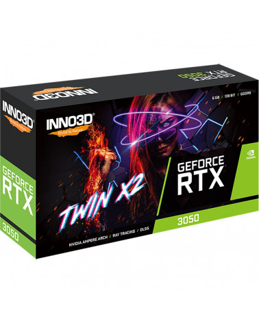 Видеокарта INNO3D RTX3050 TWIN X2 6GB GDDR6 92bit DVI DP HDMI 2FAN RTL 