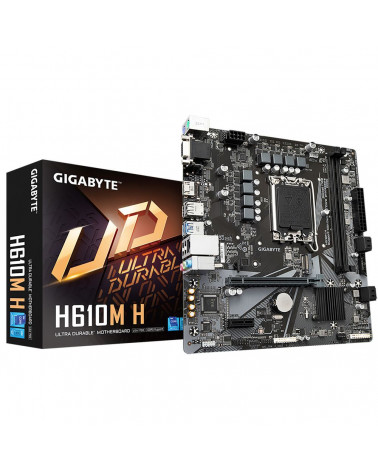 Материнская плата Gigabyte H610M H, Socket 1700, Intel®H610, 2xDDR5-4800, D-SUB+HDMI, 1xPCI-Ex16, 1xPCI-Ex1, 4xSATA3, 1xM.2, 8Ch