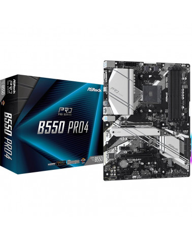 Материнская плата ASRock B550 PRO4, Socket AM4, AMD B550, 4xDDR4-3200, D-SUB+HDMI, 2xPCI-Ex16, 2xPCI-Ex1, 6xSATA3(RAID 0/1/10), 