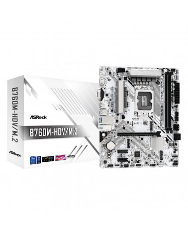 Материнская плата ASRock B760M-HDV/M.2, Socket 1700, Intel®B760, 2xDDR5-4800, D-SUB+HDMI+DP, 1xPCI-Ex16, 2xPCI-Ex1, 4xSATA3(RAID