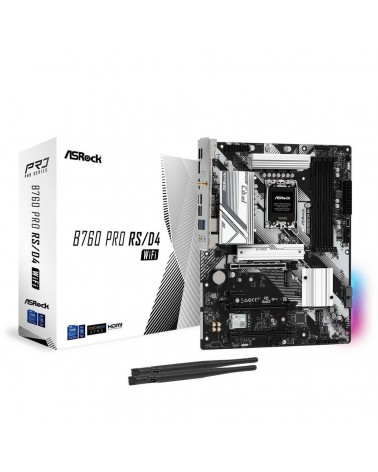 Материнская плата ASRock B760 PRO RS/D4 WIFI, Socket 1700, Intel®B760, 4xDDR4-3200, HDMI+DP, 2xPCI-Ex16, 1xPCI-Ex1, 4xSATA3(RAID