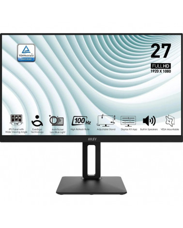 Монитор MSI PRO MP271AP 27" Black (IPS, 1920x1080, D-Sub+HDMI+DP, 1 ms, 178°/178°, 300 cd/m, 1000:1 (100M:1), 100Hz, MM, Pivot) 