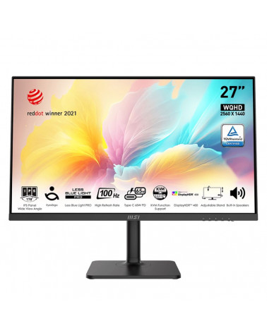 Монитор MSI Modern MD272QXP 27" Black (IPS, 2560x1440, HDMI+DP+Type C, USB Hub, 1 ms, 178°/178°, 400 cd/m, 1000:1 (100M:1), 100H