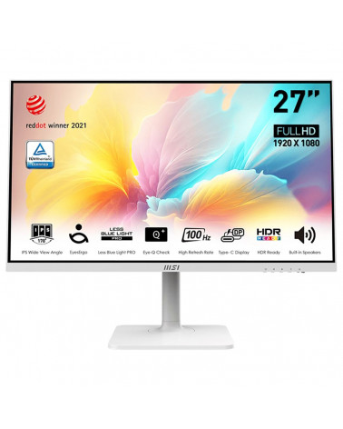 Монитор MSI Modern MD2712PW 27" White (IPS, 1920x1080, HDMI+Type C, 1 ms, 178°/178°, 300 cd/m, 1000:1 (100M:1), 100Hz, MM, Pivot