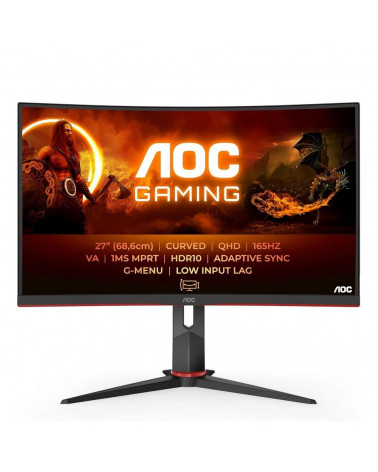 Монитор 27" AOC CQ27G2S Black (VA, 2560x1440, HDMI+HDMI+DP, 1 ms, 178°/178°, 250 cd/m, 4000:1, 165Hz, Curved 1500R) 