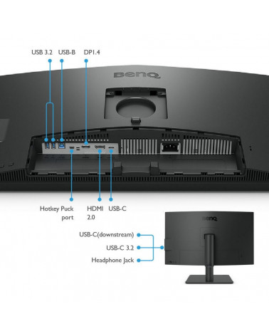 Монитор 27" BenQ PD2706U Grey (3840x2160, IPS,  60Hz, 1200:1, 400cd, 5ms, HDMI, DP 3*USB 3.0, USB C*65W, Thunderbolt 3, Speakers