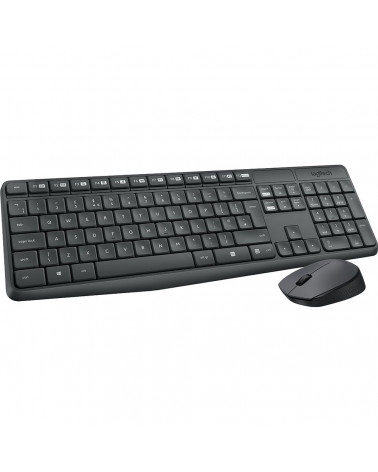 Комплект клавиатура и мышь Logitech Комплект беспроводной Logitech MK235 |920-007948| клавиатура черная, 100 клавиш с защитой от