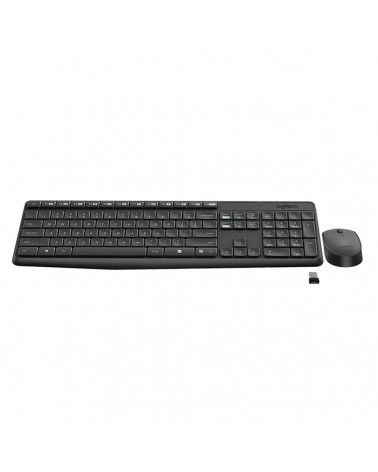 Комплект клавиатура и мышь Logitech Комплект беспроводной Logitech MK235 |920-007948| клавиатура черная, 100 клавиш с защитой от