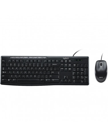 Комплект клавиатура и мышь Logitech Комплект Logitech Desktop MK200 цвет черный, клавиатура 112 клавиш (8 мультимедиа), USB 1.8м