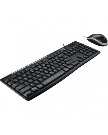 Комплект клавиатура и мышь Logitech Комплект Logitech Desktop MK200 цвет черный, клавиатура 112 клавиш (8 мультимедиа), USB 1.8м