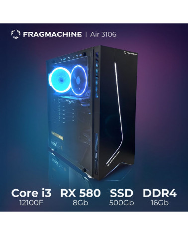 Компьютер FragMachine Air 3106 (i3-12100F, 16GB DDR4, SSD 500Gb, RX 580 8Gb) 