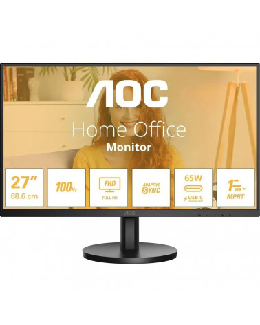 Монитор 27" AOC 27B3CA2 Black (IPS, 250cd, 1300:1, 20M:1, 4ms, 178/178, HDMI, USB-C65W (DP alt), 2xUSB 3.2, 100Hz, Speakers, Til