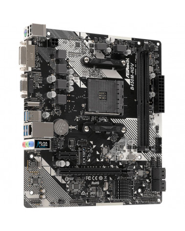 Материнская плата ASRock B450M-HDV R4.0, Socket AM4, AMD B450, 2xDDR4-2667, D-SUB+DVI-D+HDMI, 1xPCI-Ex16, 1xPCI-Ex1, 4xSATA3(RAI