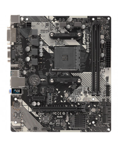 Материнская плата ASRock B450M-HDV R4.0, Socket AM4, AMD B450, 2xDDR4-2667, D-SUB+DVI-D+HDMI, 1xPCI-Ex16, 1xPCI-Ex1, 4xSATA3(RAI