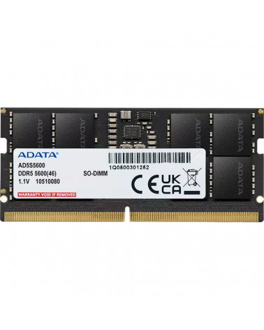 Модуль памяти ADATA 32GB 5600 MHz DDR5 SODIMM AD5S560032G-S On-die ECC, CL46-45-45, 1.1V, RTL