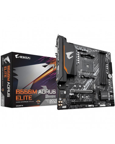 Материнская плата Gigabyte B550M AORUS ELITE, Socket AM4, AMD B550, 4xDDR4-3200, DVI-D+HDMI, 2xPCI-Ex16, 1xPCI-Ex1, 4xSATA3(RAID