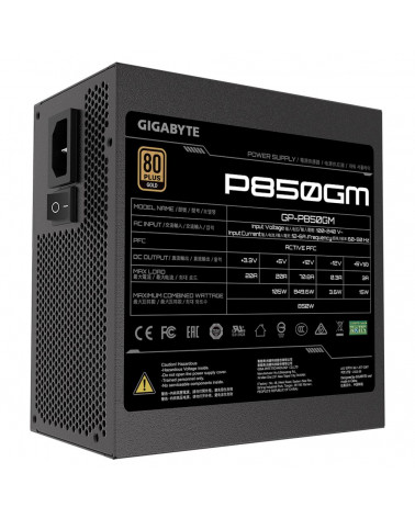 Блок питания Gigabyte P850GM GP-P850GM 850W, 80 Plus, Gold, Полностью модульный, RTL (551865) 