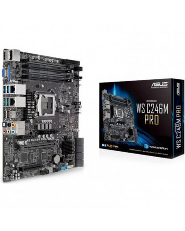 Материнская плата ASUS WS C246M PRO Mini-ATX, LGA 1151 (H4), 4x DDR4 DIMM (to 128GB ECC UDIMM), 6x USB 3.0/3.1 (4 rear), 68x SAT