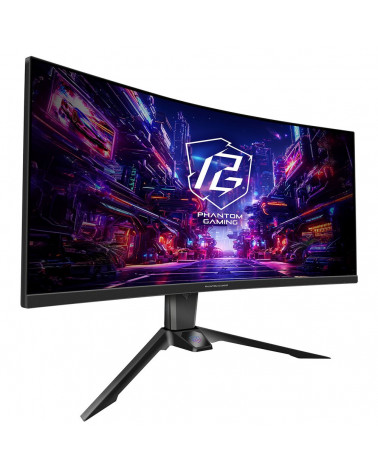 Монитор 34" ASRock Phantom Gaming PG34QRT2B Black (VA, 3440x1440, 2xHDMI+2xDP, 1 ms, 178°/178°, 500 cd/m, 3000:1, 180Hz, HDR400,