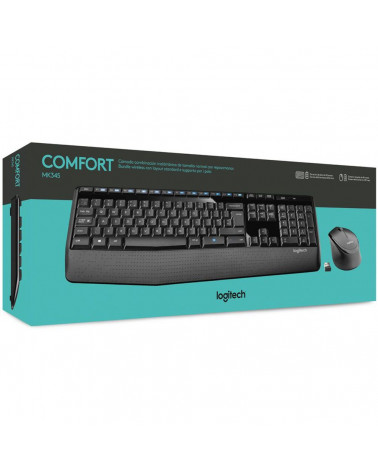 Комплект клавиатура и мышь Logitech Комплект беспроводной Logitech Wireless Combo MK345 |920-008534| клавиатура черная, 104 клав